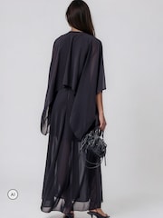 Religion Black Maesie Maxi Dress With Detachable Cape And Tassle Ties - Image 5 of 8