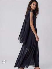Religion Black Maesie Maxi Dress With Detachable Cape And Tassle Ties - Image 6 of 8