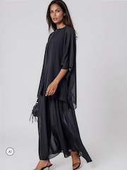 Religion Black Maesie Maxi Dress With Detachable Cape And Tassle Ties - Image 7 of 8