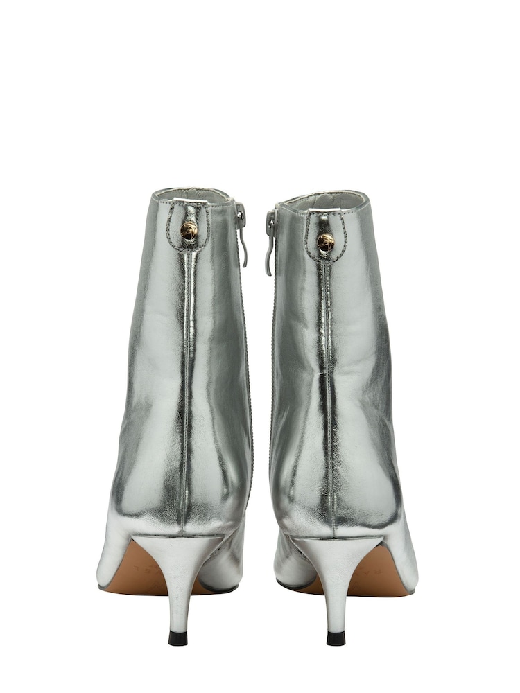 Ravel Silver Stiletto Heel Zip Up Ankle Boots - Image 3 of 4