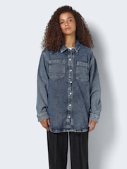 NOISY MAY Blue 100% Cotton Oversized Denim Shacket - Image 2 of 7