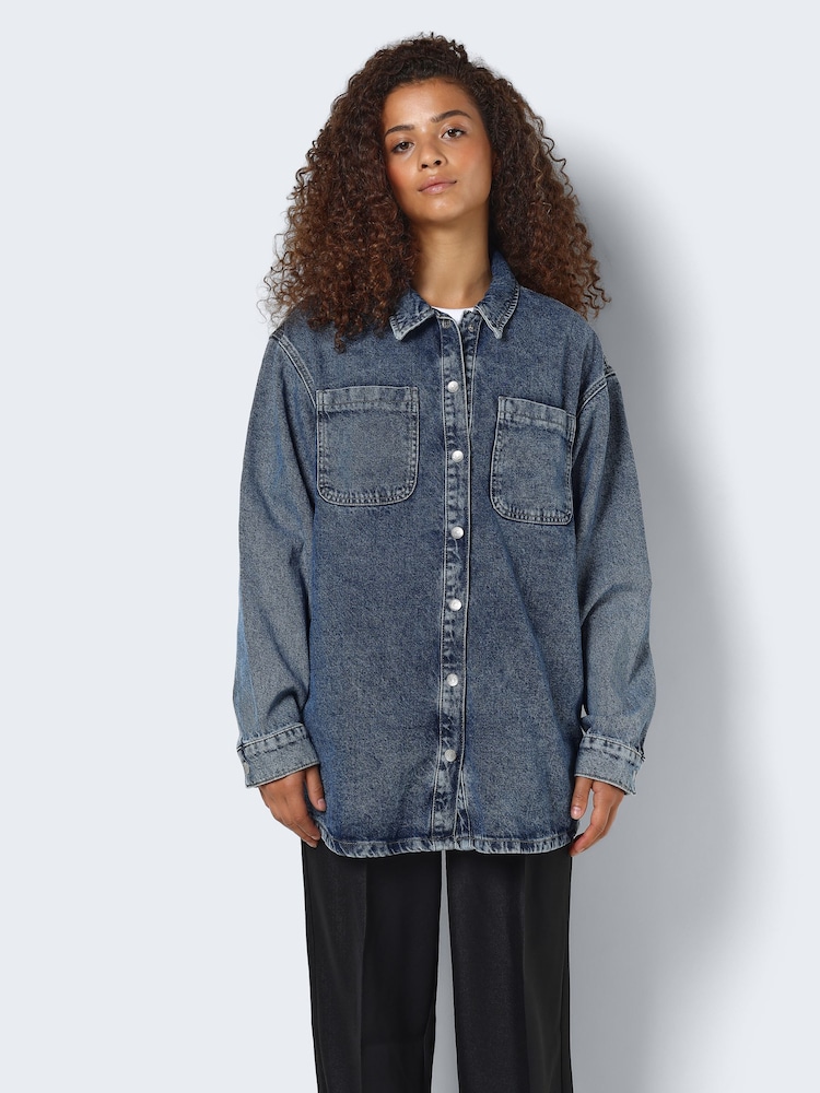 NOISY MAY Blue 100% Cotton Oversized Denim Shacket - Image 2 of 7