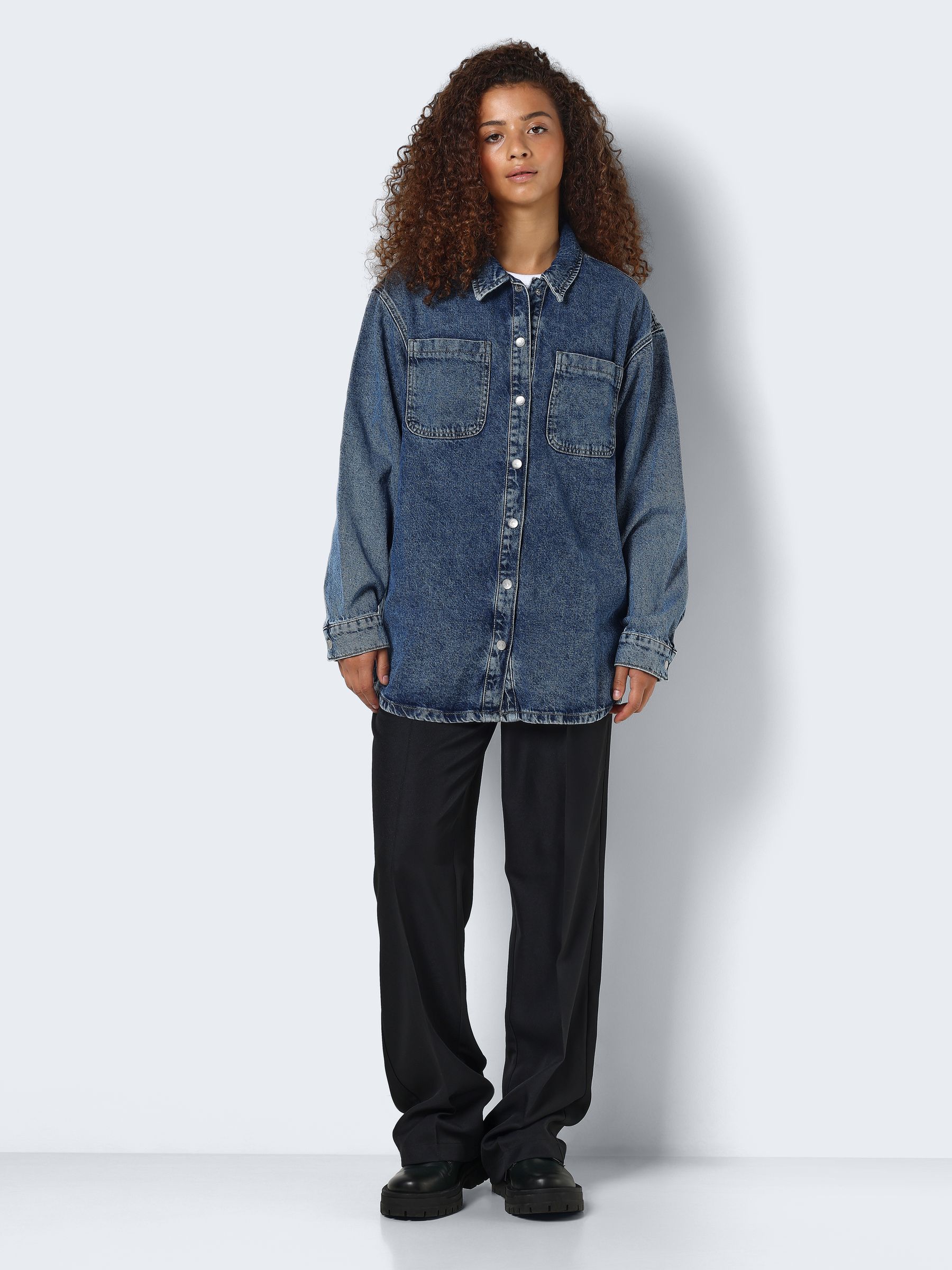 Buy NOISY MAY Blue 100% Cotton Oversized Denim Shacket from