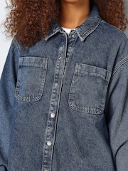 NOISY MAY Blue 100% Cotton Oversized Denim Shacket - Image 5 of 7