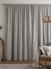 Grey Silver Cotton Blackout/Thermal Pencil Pleat Curtains - Image 7 of 10