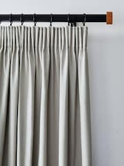 Grey Silver Cotton Blackout/Thermal Pencil Pleat Curtains - Image 9 of 10