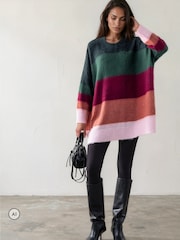 Religion Green Oversized Katya Jumper Dress In Bold Stripe - Image 1 of 8