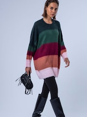 Religion Green Oversized Katya Jumper Dress In Bold Stripe - Image 7 of 8