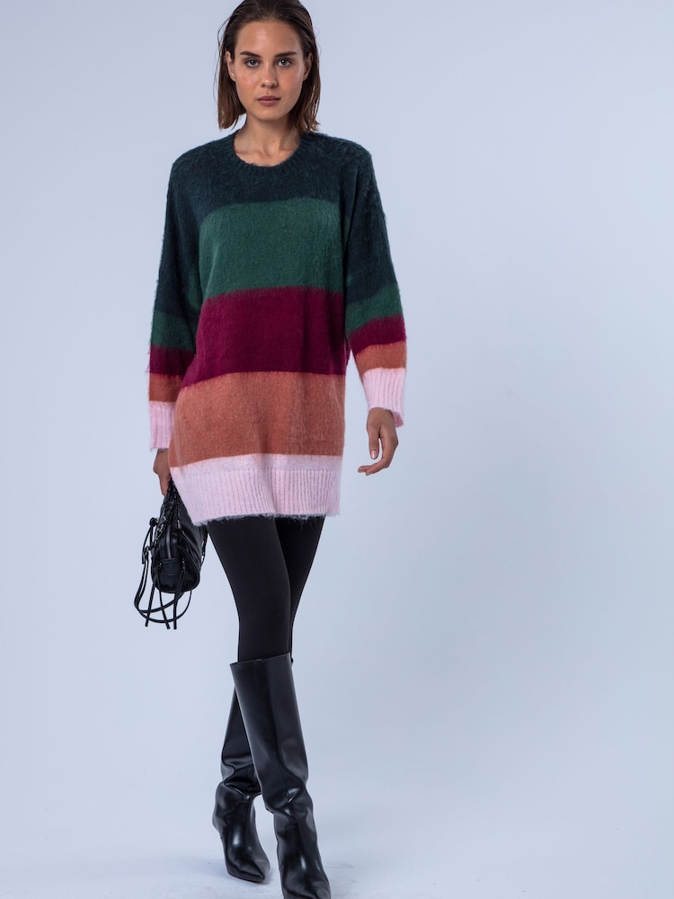 Religion Green Oversized Katya Jumper Dress In Bold Stripe - Image 8 of 8 Religion Green Oversized Katya Jumper Dress In Bold Stripe - Image 8 of 8