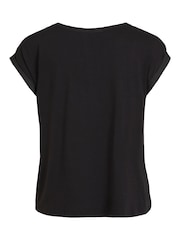 VILA Black Short Sleeve Satin and Jersey Top - Image 6 of 6