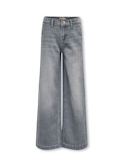 ONLY KIDS Grey Wide Leg Adjustable Waist 100% Cotton Jeans - Image 2 of 3