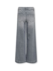 ONLY KIDS Grey Wide Leg Adjustable Waist 100% Cotton Jeans - Image 3 of 3