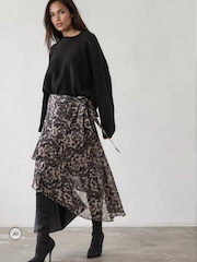 Religion Animal Stage Midi Wrap Assymetric Skirt - Image 3 of 8