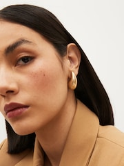 Brushed Gold Tone Teardrop Statement Stud Earrings - Image 1 of 3
