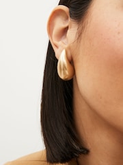 Brushed Gold Tone Teardrop Statement Stud Earrings - Image 2 of 3