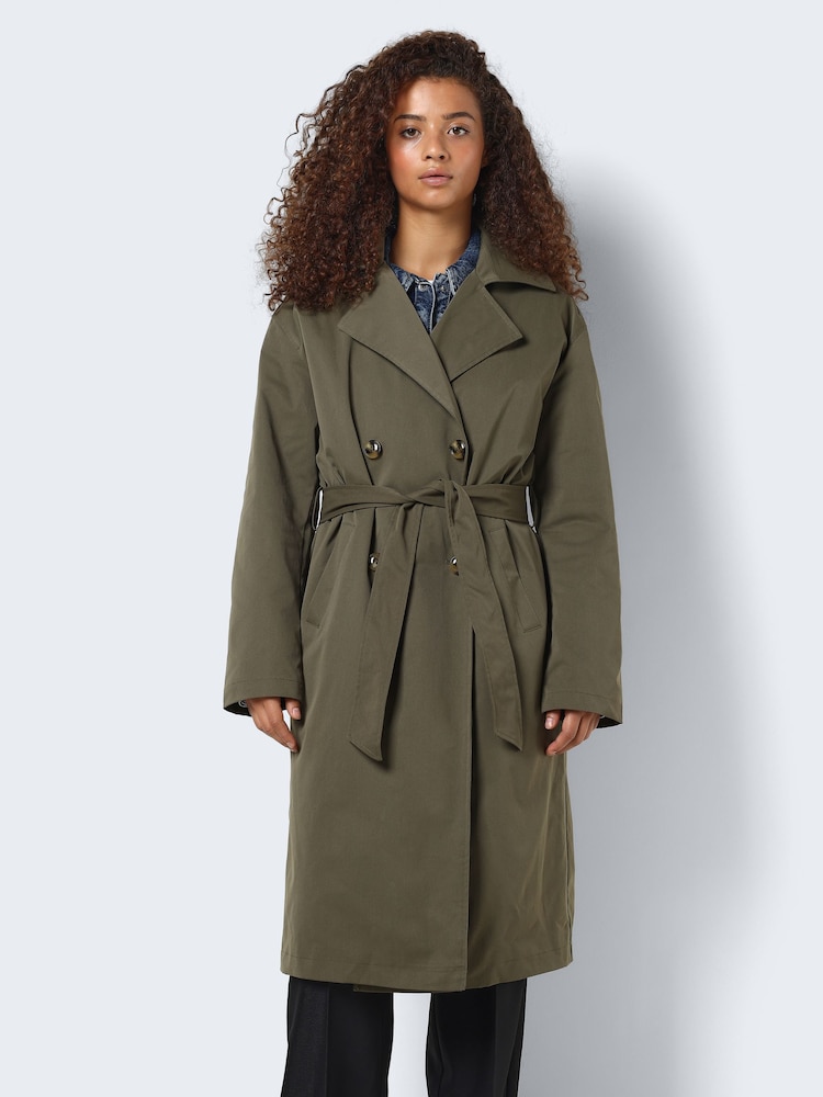 NOISY MAY Green Belted Trench Coat - Image 1 of 7