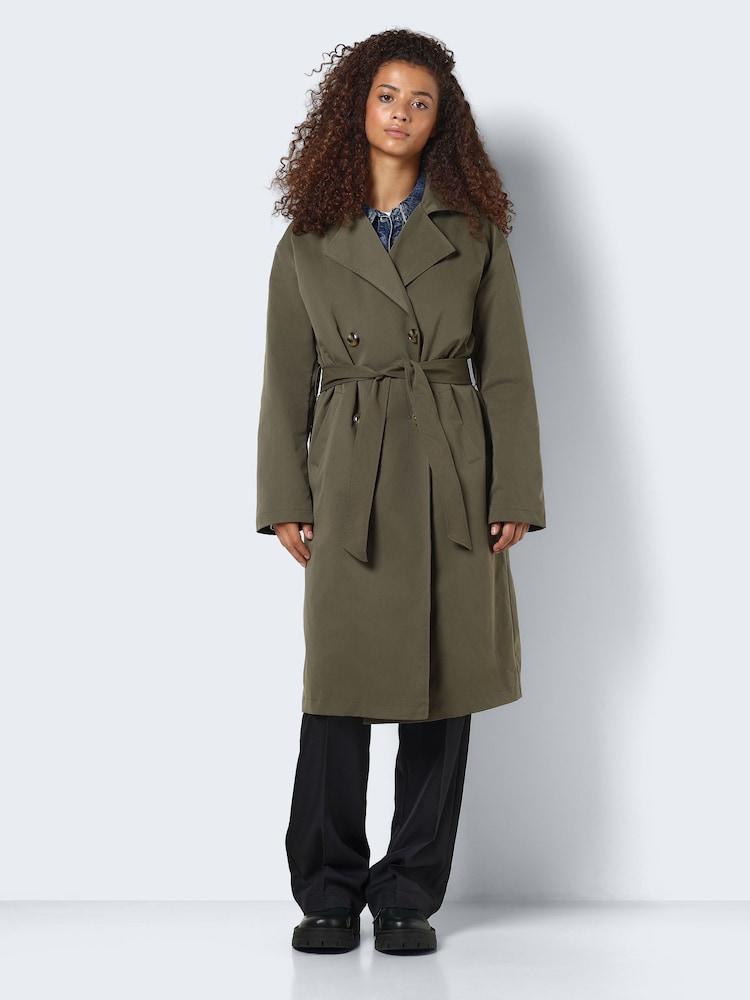 NOISY MAY Green Belted Trench Coat - Image 3 of 7