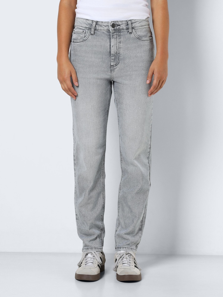 NOISY MAY Grey High Waisted Mom Jeans - Image 1 of 8
