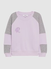 Reiss Lilac Bryce 9-14 yrs Colourblock Motif Jersey Jumper - Image 2 of 6