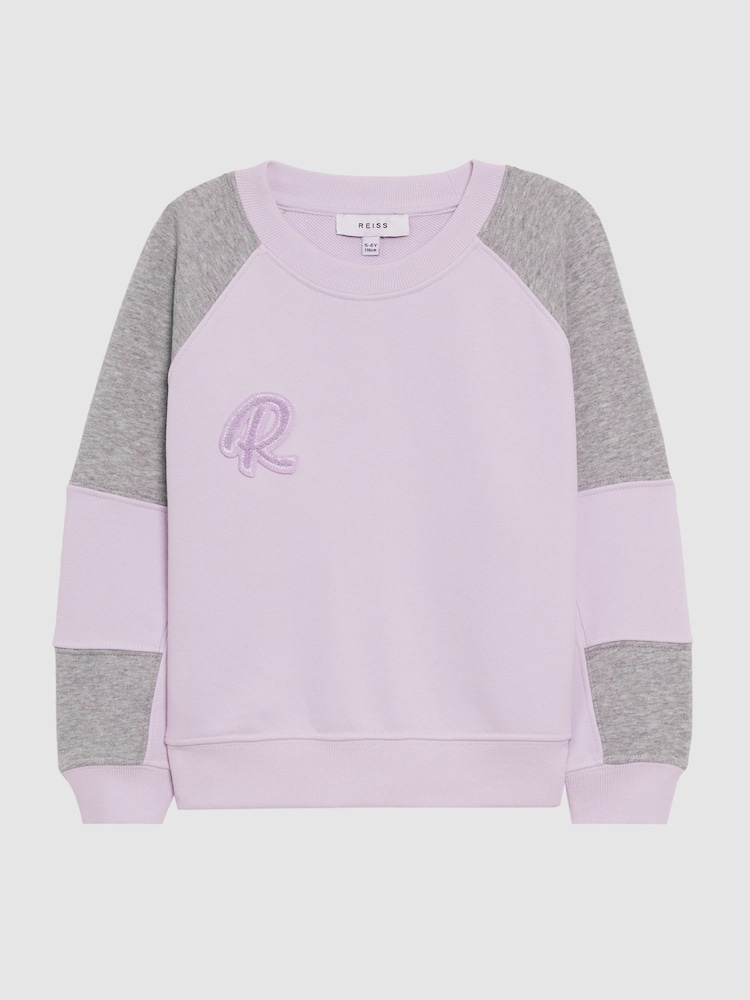 Reiss Lilac Bryce 9-14 yrs Colourblock Motif Jersey Jumper - Image 2 of 6