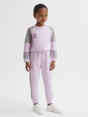 Reiss Lilac Bryce 9-14 yrs Colourblock Motif Jersey Jumper - Image 4 of 6