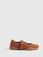 River Island Brown Suede Ruched Strap Sneakers - Image 1 of 5