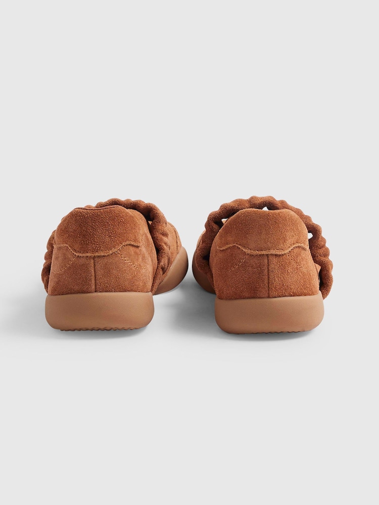 River Island Brown Suede Ruched Strap Sneakers - Image 2 of 5