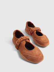 River Island Brown Suede Ruched Strap Sneakers - Image 4 of 5