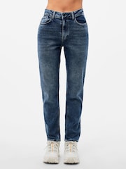 PIECES Blue High Waisted Mom Jeans - Image 1 of 6