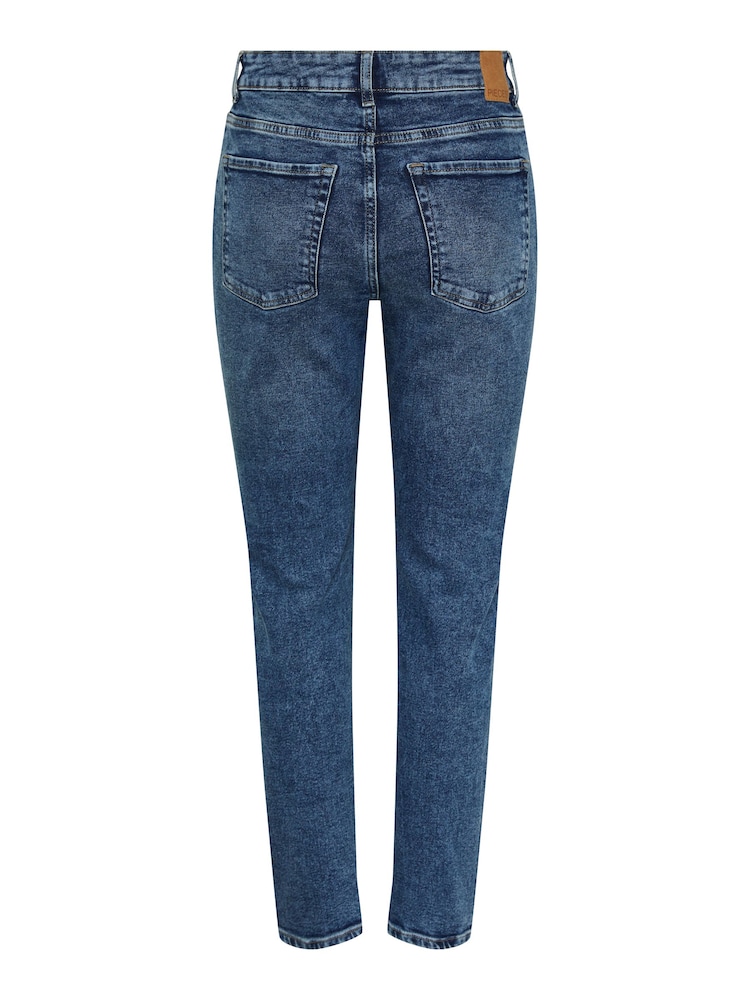 PIECES Blue High Waisted Mom Jeans - Image 6 of 6