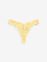 Lemon Yellow Thong Comfort Lace Knickers - Image 5 of 5