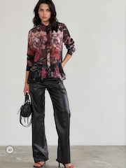 Religion Black Iona Peplum Shirt In Floral Print - Image 2 of 8