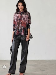 Religion Black Iona Peplum Shirt In Floral Print - Image 3 of 8