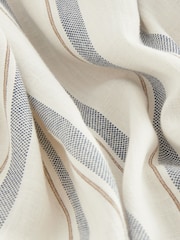 White/Blue Stripe Ruffle Sleeve V-Neck Linen Blend Summer Dress - Image 7 of 7