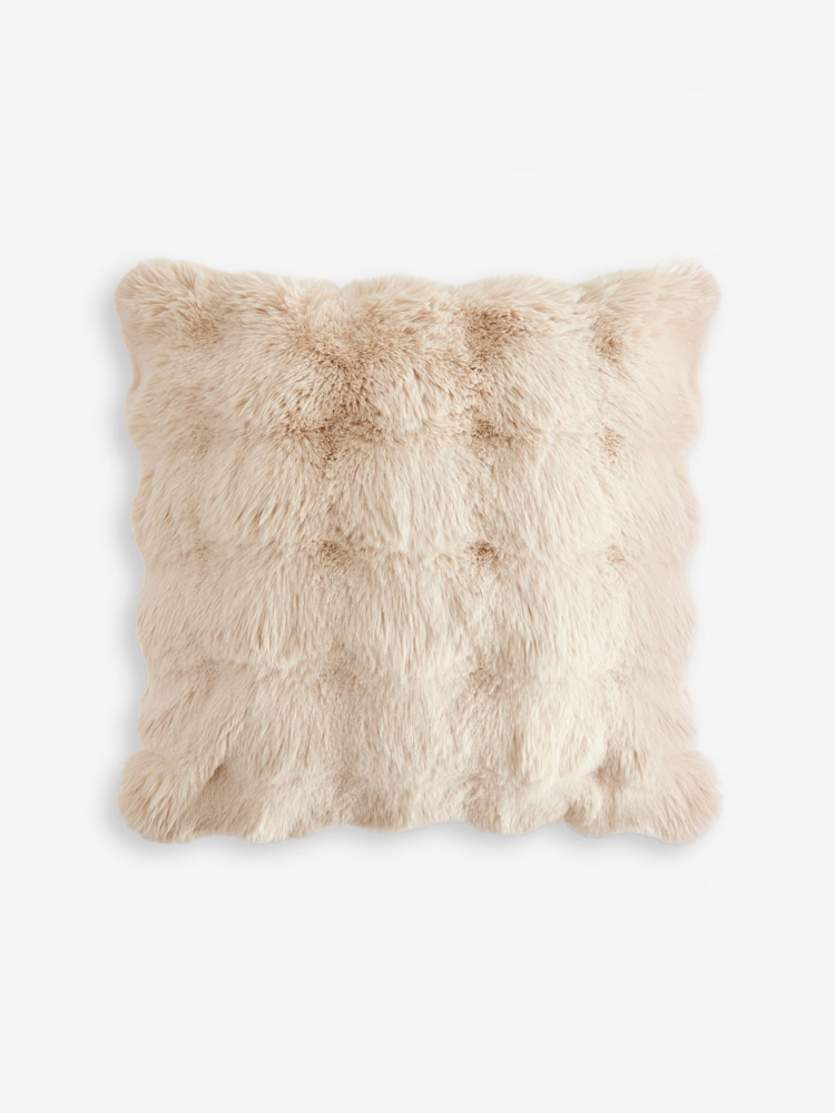 Light Brown 50 x 50cm Aspen Faux Fur Cushion - Image 3 of 5