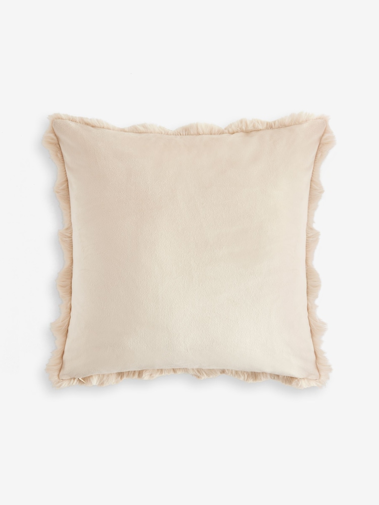 Light Brown 50 x 50cm Aspen Faux Fur Cushion - Image 4 of 5