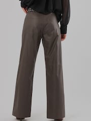 Religion Grey Straight Leg 5 Pocket Faux Leather Jane Trousers - Image 5 of 7
