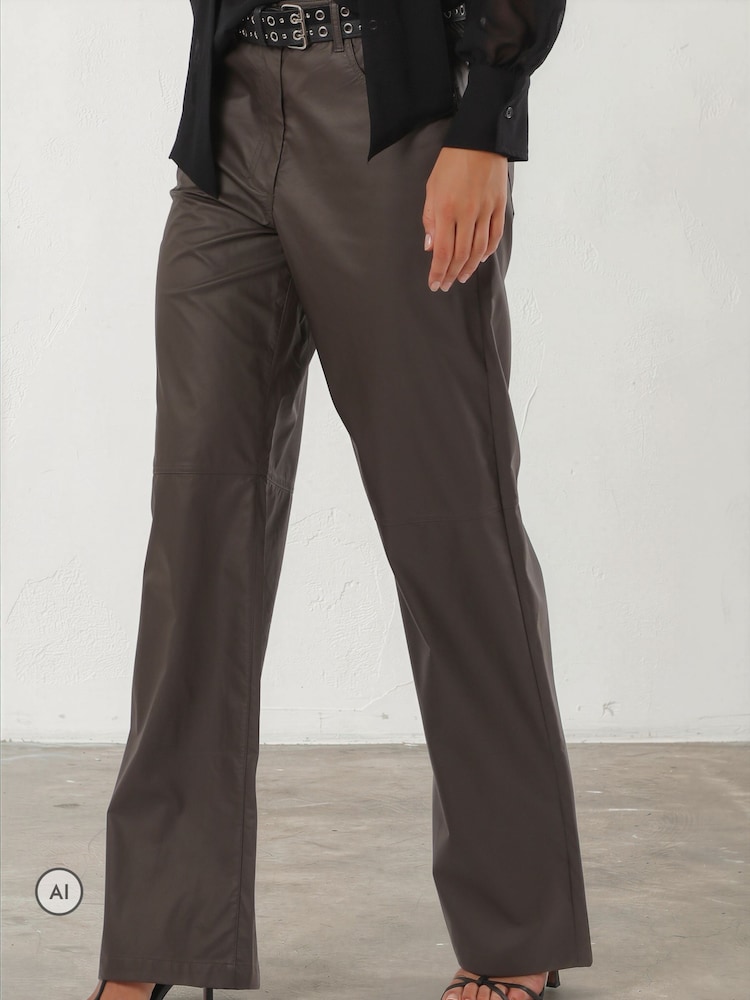 Religion Grey Straight Leg 5 Pocket Faux Leather Jane Trousers - Image 7 of 7 Religion Grey Straight Leg 5 Pocket Faux Leather Jane Trousers - Image 7 of 7