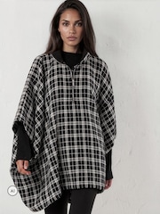 Religion Oversized Cosmos Poncho With Funnel Collar In Monochrome Check - Larawan 5 ng 8