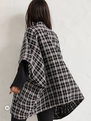 Religion Oversized Cosmos Poncho With Funnel Collar In Monochrome Check - Larawan 6 ng 8