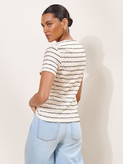 Lipsy White & Black Striped Short Sleeve Button Through Top - Image 5 of 5
