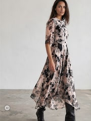 Religion Nude Solstice Tea Desk to Dinner Dress with Crew Neck Print - Image 2 of 8