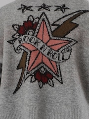 Grå - Religion Forever-cardigan med stjerne-rock-n-roll-jacquard - Bilde 5 av 8