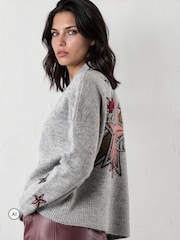 Grå - Religion Forever-cardigan med stjerne-rock-n-roll-jacquard - Bilde 7 av 8