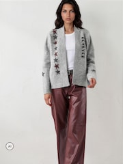 Grå - Religion Forever-cardigan med stjerne-rock-n-roll-jacquard - Bilde 8 av 8