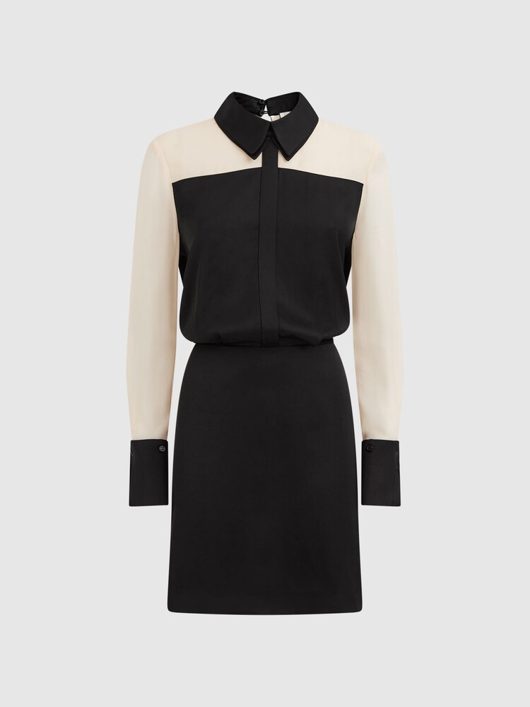 Reiss Black Veneto Fitted Shirt Mini Dress - Image 2 of 5