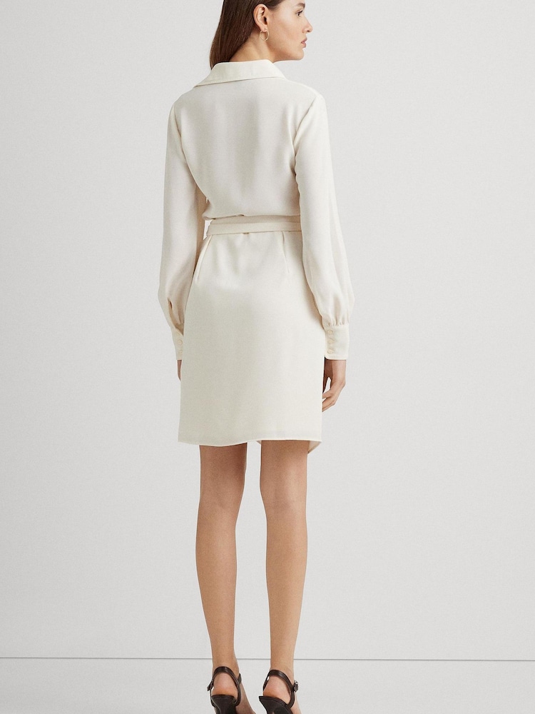 Lauren Ralph Lauren Cream Georgette Wrap Shirt Dress - Image 2 of 9