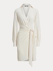Lauren Ralph Lauren Cream Georgette Wrap Shirt Dress - Image 9 of 9