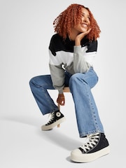 Converse Black Floral Detail Platform Lift Trainers - Image 1 of 11