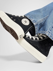Converse Black Floral Detail Platform Lift Trainers - Image 2 of 11